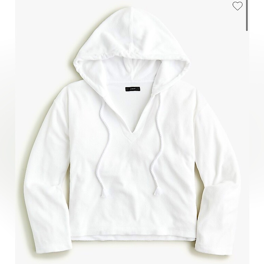 J. Crew Towel terry open V-neck hoodie